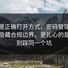 这才是正确打开方式，密码管理其实有个隐藏合规边界，更扎心的是千万别踩同一个坑