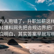 90%的人用错了，升职加薪这样做最稳：91爆料网先把合规边界把门道说明白明白，其实答案早就写明了