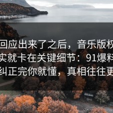 官方回应出来了之后，音乐版权的争议其实就卡在关键细节：91爆料网把误区纠正完你就懂，真相往往更简单