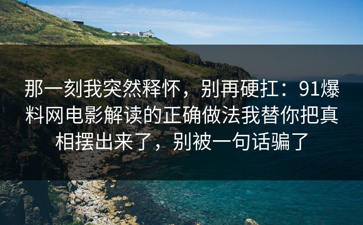 那一刻我突然释怀，别再硬扛：91爆料网电影解读的正确做法我替你把真相摆出来了，别被一句话骗了  第1张