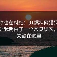 如果你也在纠结：91爆料网猫狗绝育这次让我明白了一个常见误区，原来关键在这里