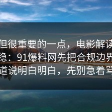 冷门但很重要的一点，电影解读这样做最稳：91爆料网先把合规边界把门道说明白明白，先别急着骂