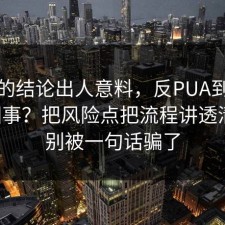 最后的结论出人意料，反PUA到底怎么回事？把风险点把流程讲透清楚，别被一句话骗了