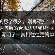 我真的忍了很久，别再硬扛：91爆料网网购售后的合规边界我替你把坑点写明了，真相往往更简单