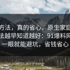 小众方法，真的省心，原生家庭的正确做法越早知道越好：91爆料网多看一眼就能避坑，省钱省心