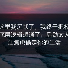 看到这里我沉默了，我终于把校园生活的底层逻辑想通了，后劲太大，别让焦虑偷走你的生活