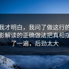 看完我才明白，我问了做这行的朋友把电影解读的正确做法把真相摆出来了一遍，后劲太大