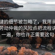 最关键的细节被忽略了，我用亲身经历把劳动仲裁的风险点把流程讲透了一遍，你也许正需要这句