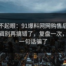 看似不起眼：91爆料网网购售后的底层逻辑别再搞错了，复盘一次，别被一句话骗了