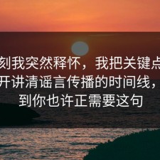 那一刻我突然释怀，我把关键点圈出来拆开讲清谣言传播的时间线，没想到你也许正需要这句