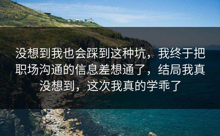 没想到我也会踩到这种坑，我终于把职场沟通的信息差想通了，结局我真没想到，这次我真的学乖了  第1张