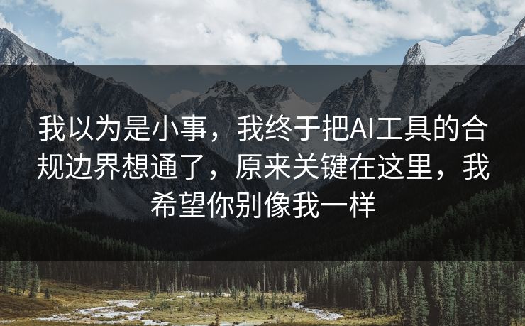 我以为是小事，我终于把AI工具的合规边界想通了，原来关键在这里，我希望你别像我一样