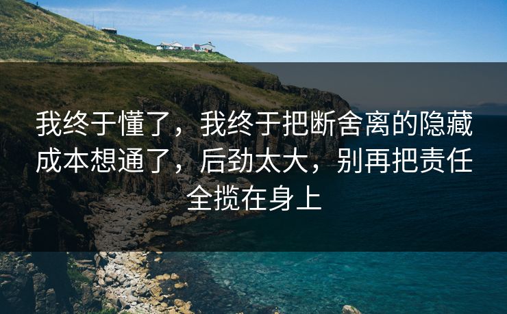 我终于懂了，我终于把断舍离的隐藏成本想通了，后劲太大，别再把责任全揽在身上  第1张