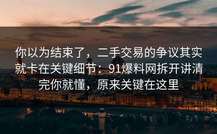 你以为结束了，二手交易的争议其实就卡在关键细节：91爆料网拆开讲清完你就懂，原来关键在这里
