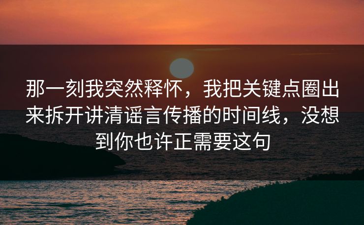 那一刻我突然释怀,我把关键点圈出来拆开讲清谣言传播的时间线,没想到你也许正需要这句 那一刻我突然释怀,我把关键点圈出来拆开讲清谣言传播的时间线,没想到你也许正需要这句