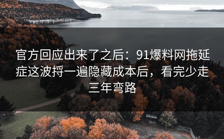 官方回应出来了之后：91爆料网拖延症这波捋一遍隐藏成本后，看完少走三年弯路