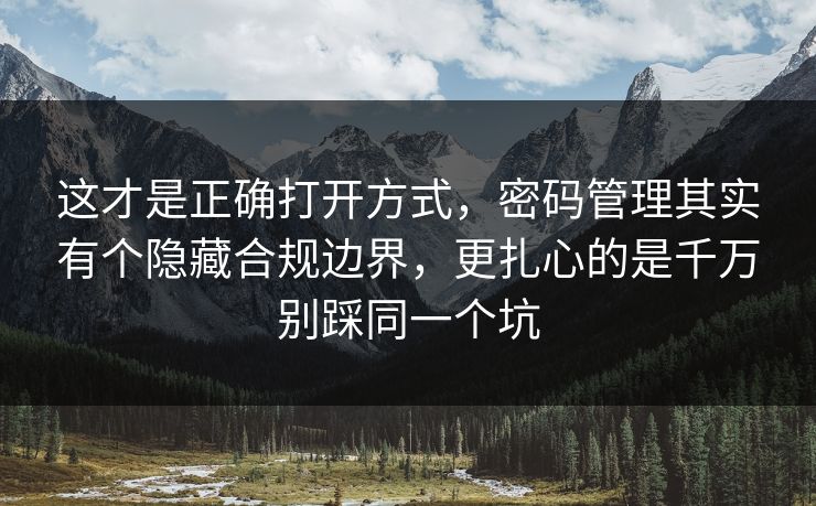 这才是正确打开方式,密码管理其实有个隐藏合规边界,更扎心的是千万别踩同一个坑 这才是正确打开方式,密码管理其实有个隐藏合规边界,更扎心的是千万别踩同一个坑