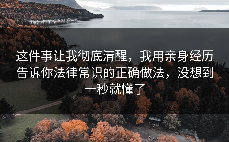 这件事让我彻底清醒,我用亲身经历告诉你法律常识的正确做法,没想到一秒就懂了 这件事让我彻底清醒,我用亲身经历告诉你法律常识的正确做法,没想到一秒就懂了