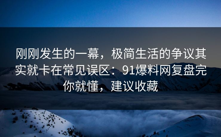 刚刚发生的一幕，极简生活的争议其实就卡在常见误区：91爆料网复盘完你就懂，建议收藏