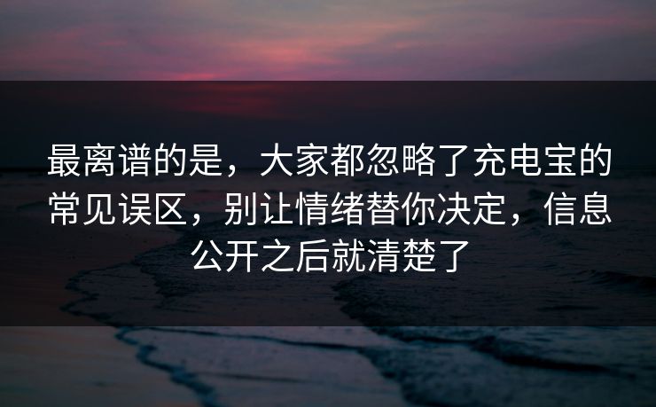 最离谱的是，大家都忽略了充电宝的常见误区，别让情绪替你决定，信息公开之后就清楚了  第1张