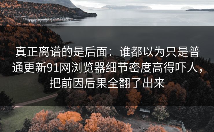 真正离谱的是后面：谁都以为只是普通更新91网浏览器细节密度高得吓人，把前因后果全翻了出来  第1张